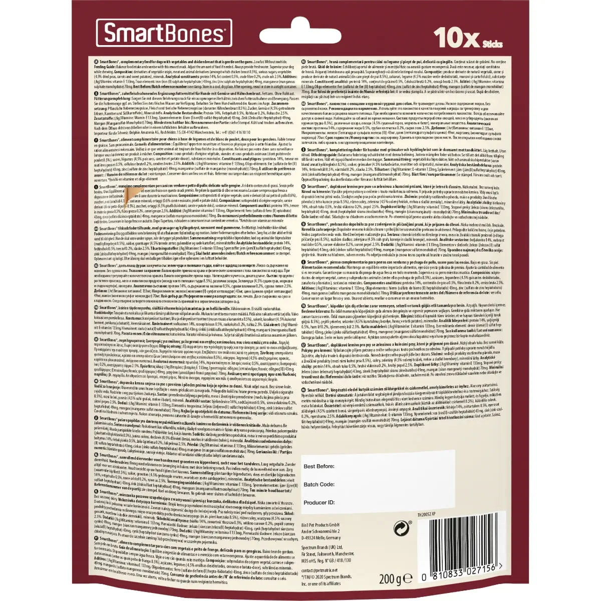 SMARTBONES Classics Chicken Sticks, recompense caini, Batoane aromate Pui, 10buc - Image 8