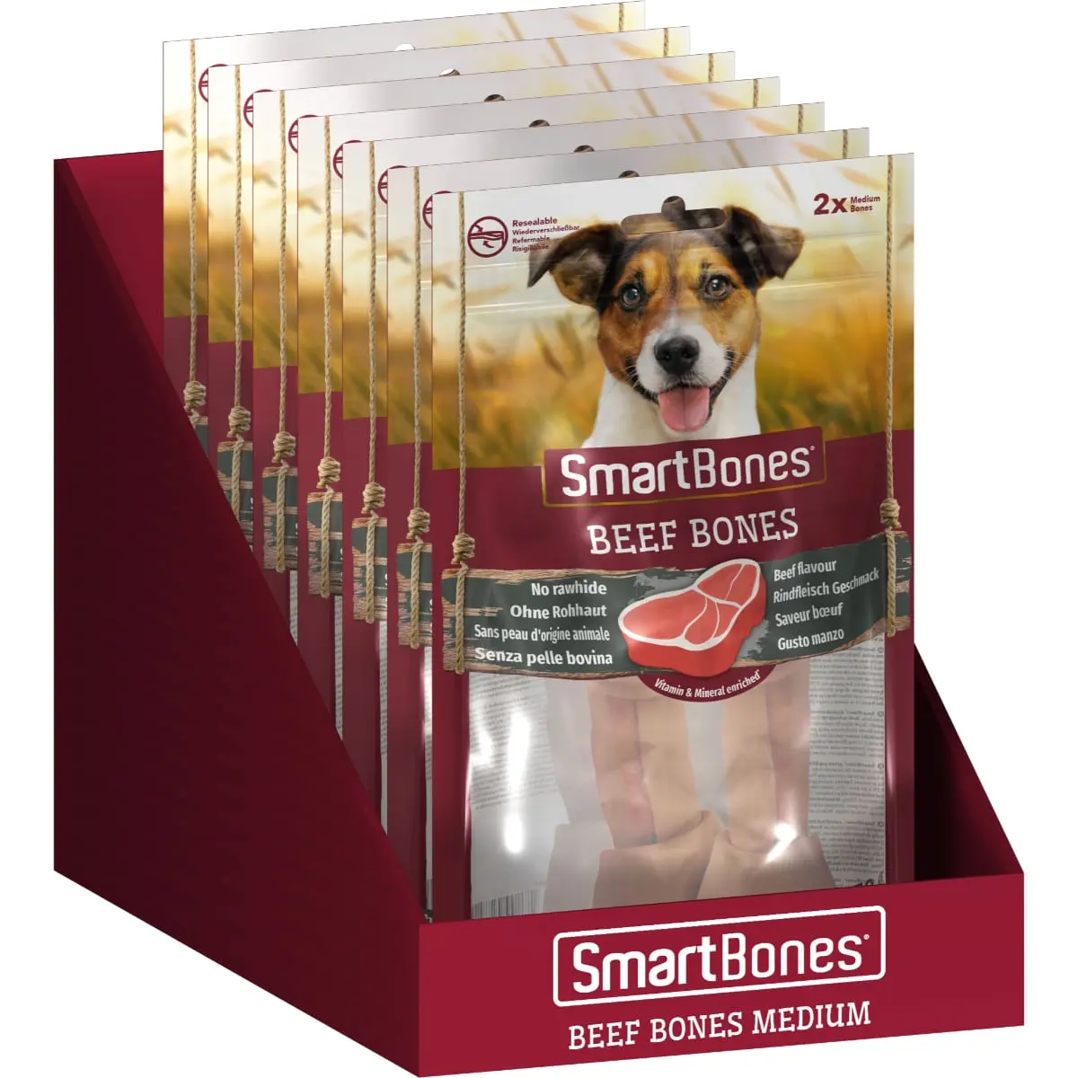 SMARTBONES Flavours Beef Bones Medium, recompense caini, Oase aromate Vita, 2buc - Image 7