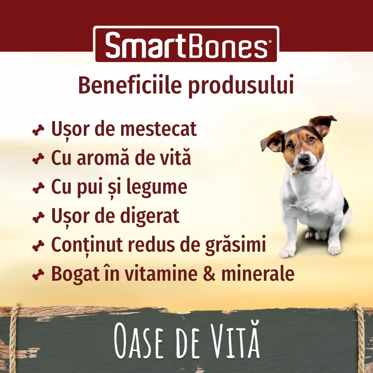 SMARTBONES Flavours Beef Bones Medium, recompense caini, Oase aromate Vita, 2buc - Image 8