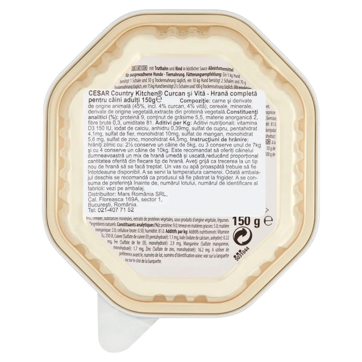 CESAR Tocanita de tara, Curcan, Vita si Ierburi, tavita hrana umeda caini, (in suc propriu), 150g - Image 2