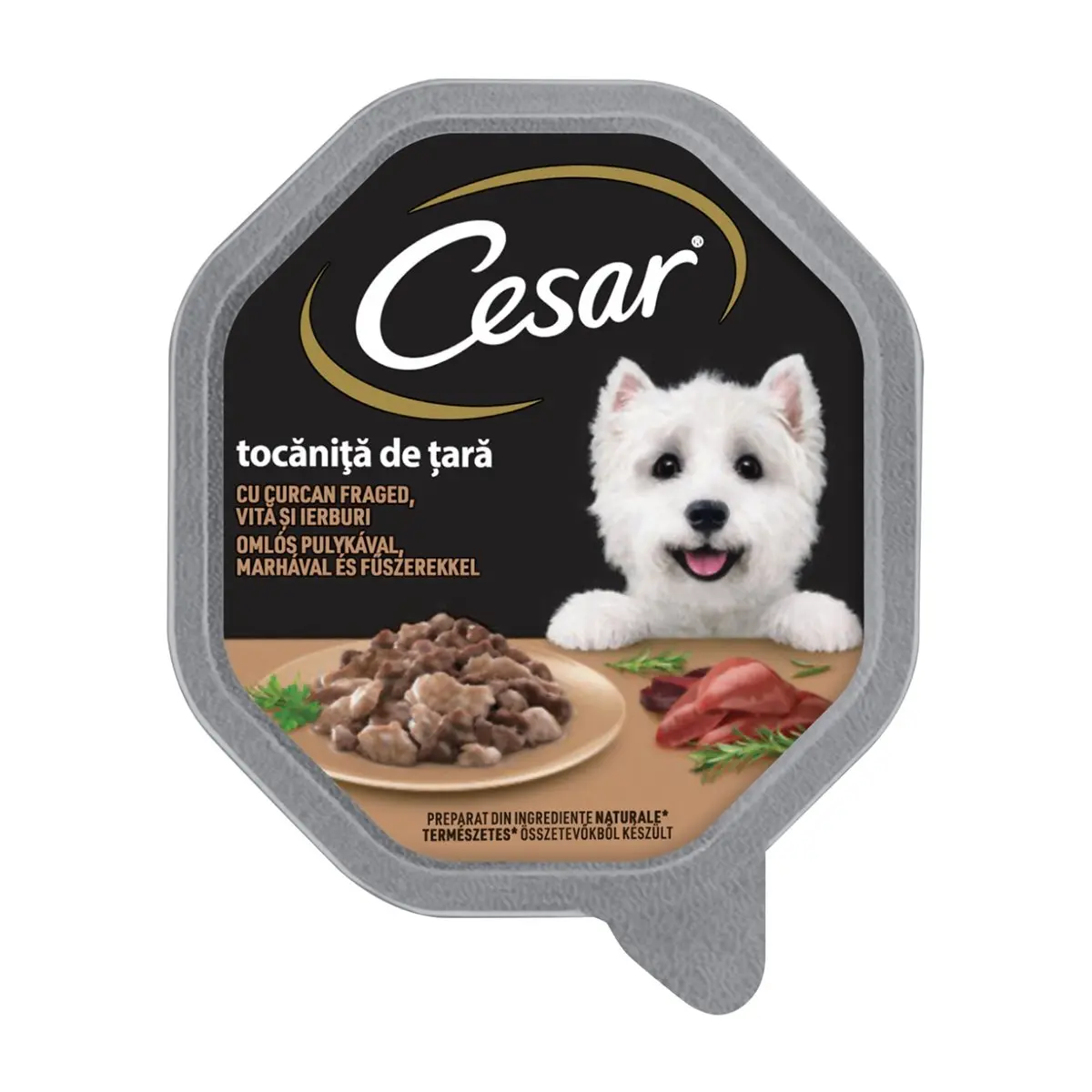 CESAR Tocanita de tara, Curcan, Vita si Ierburi, tavita hrana umeda caini, (in suc propriu), 150g - Image 6