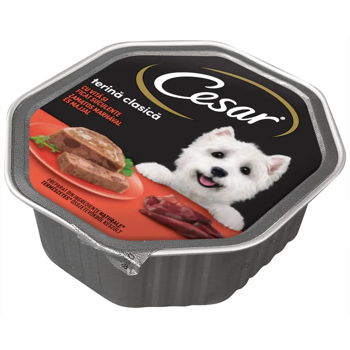 CESAR Terina clasica, Vita si Ficat, tavita hrana umeda caini, (pate), 150g - Image 4