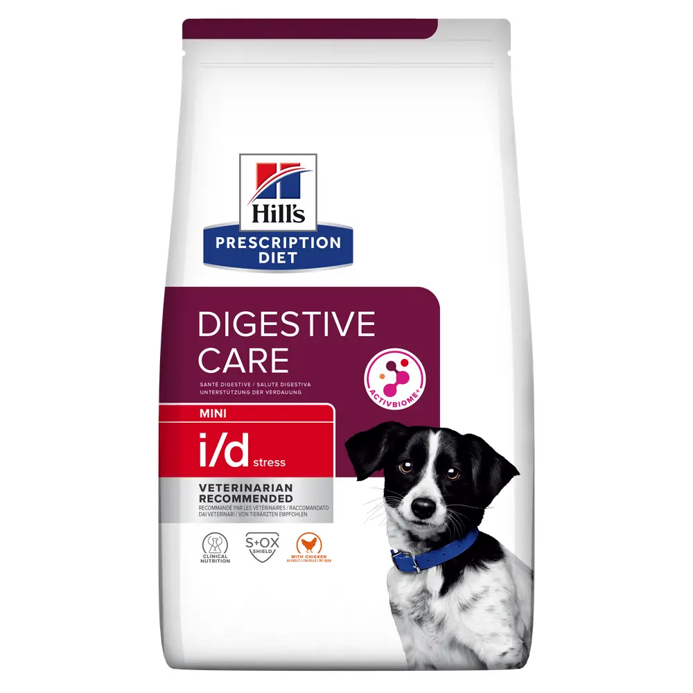 HILL'S Prescription Diet i/d Digestive Care Stress Mini, Pui, dieta veterinara caini, hrana uscata, sensibilitati digestive HILL'S Prescription Diet i/d Digestive Care Stress Mini, Pui, dieta veterinara caini, hrana uscata, sistem digestiv, 6kg