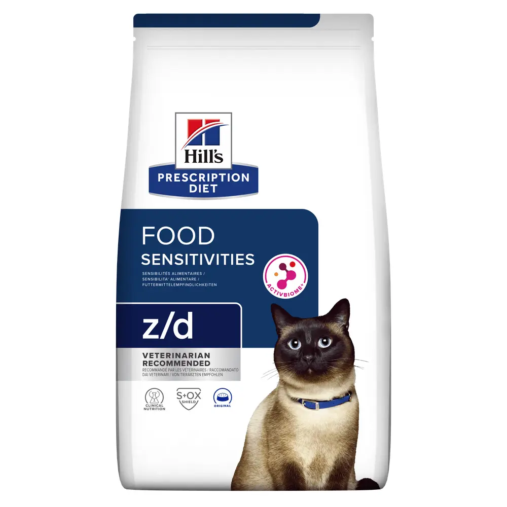 HILL'S Prescription Diet z/d Food Sensitivities, dieta veterinara pisici, hrana uscata, afectiuni dermatologice si digestive HILL'S Prescription Diet z/d Food Sensitivities, dieta veterinara pisici, hrana uscata, piele & blana, sistem digestiv, 6kg - Image 2