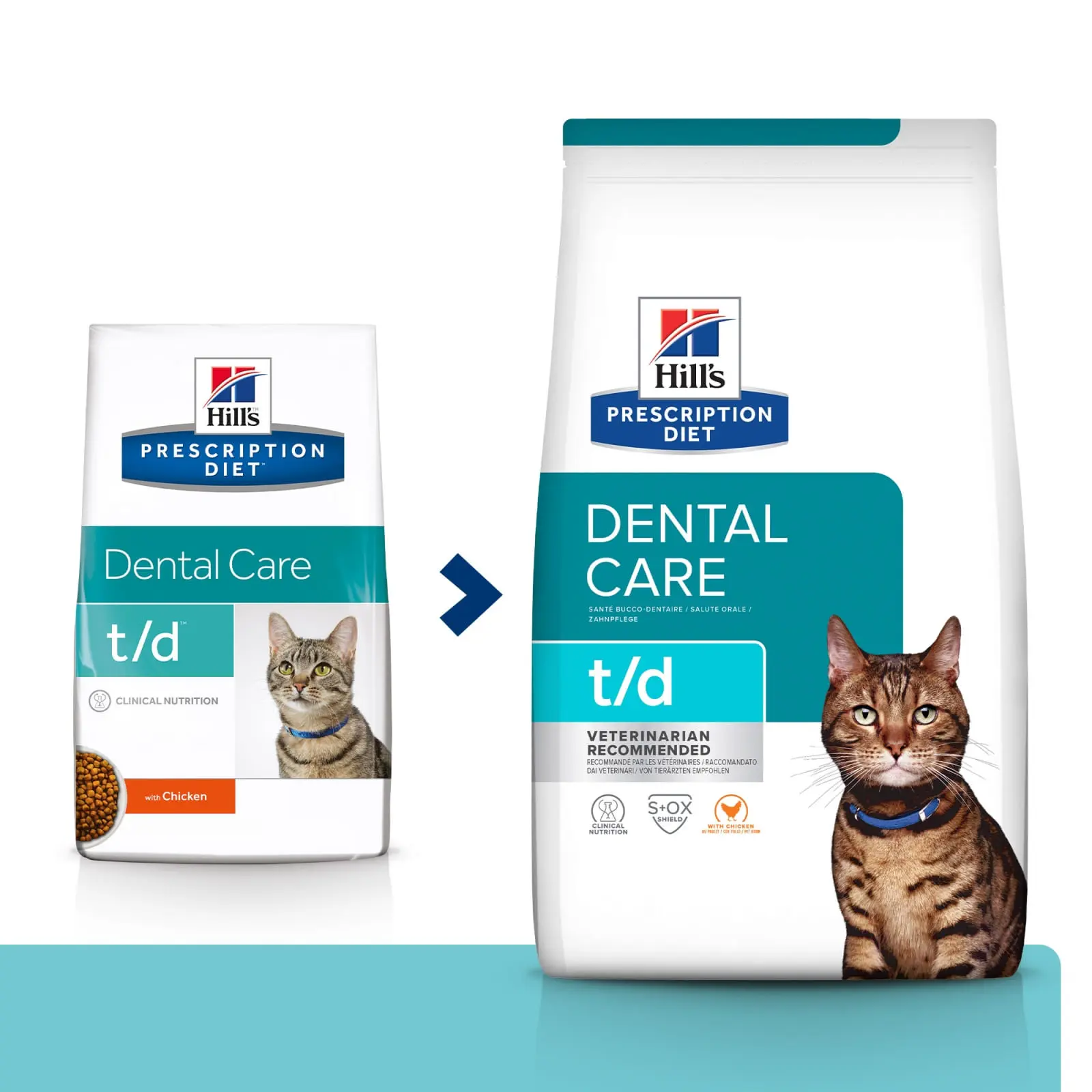 HILL'S Prescription Diet t/d Dental Care, Pui, dieta veterinara pisici, hrana uscata, afectiuni dentare HILL'S Prescription Diet t/d Dental Care, Pui, dieta veterinara pisici, hrana uscata, sensibilitati dentare, 3kg