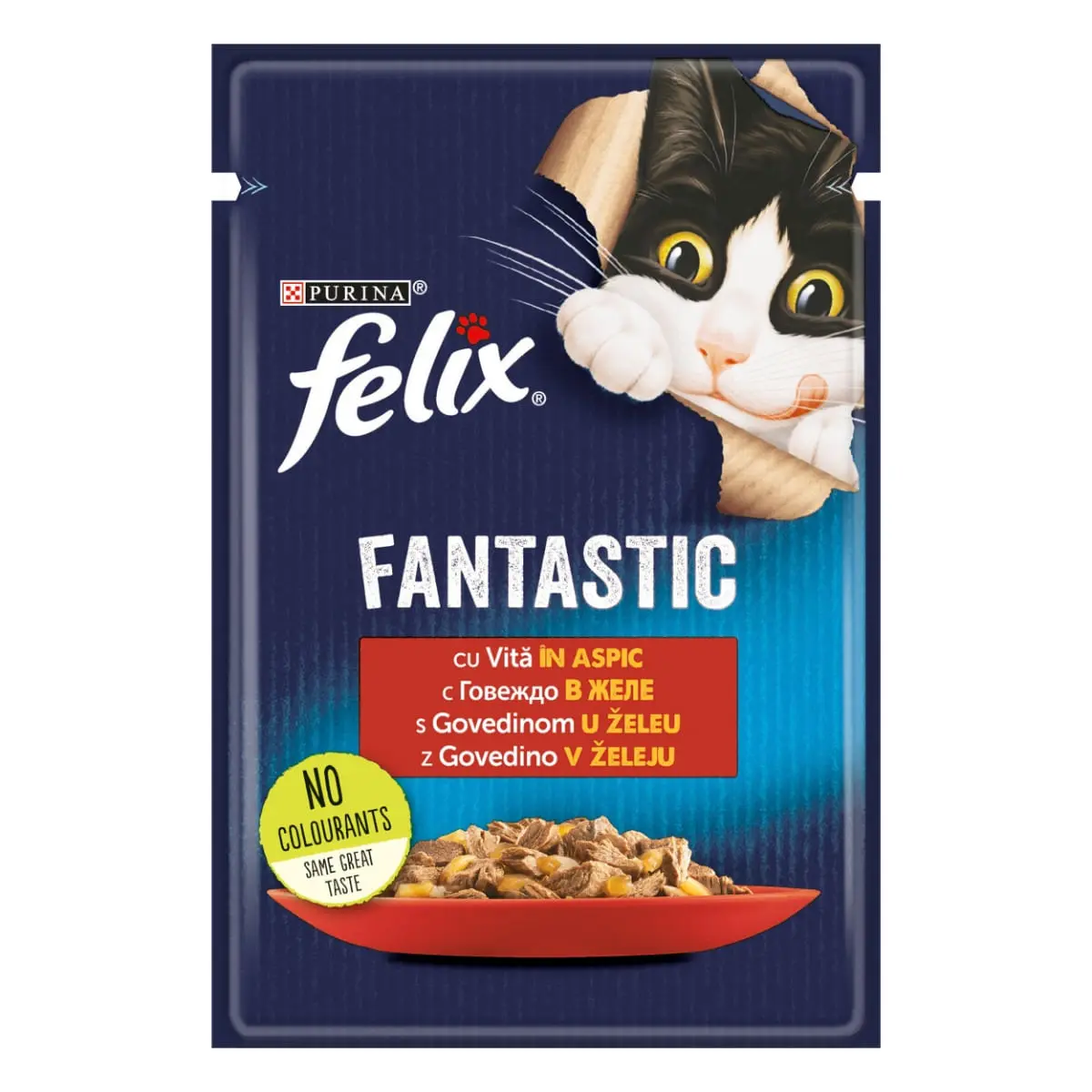 PURINA Felix Fantastic, Vita, hrana umeda pisici, (in aspic) PURINA Felix Fantastic, Vita, plic hrana umeda pisici, (in aspic), 85g