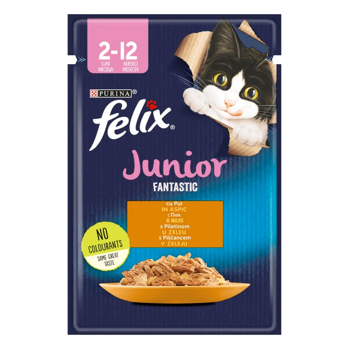 PURINA Felix Fantastic Junior, Pui, hrana umeda pisici junior, (in aspic) PURINA Felix Fantastic Junior, Pui, plic hrana umeda pisici junior, (in aspic), 85g