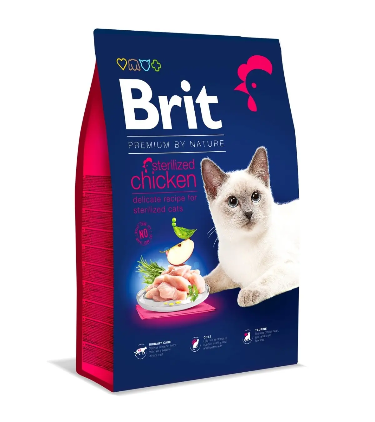 BRIT Premium by Nature Sterilised, Pui, hrana uscata pisici, 8kg
