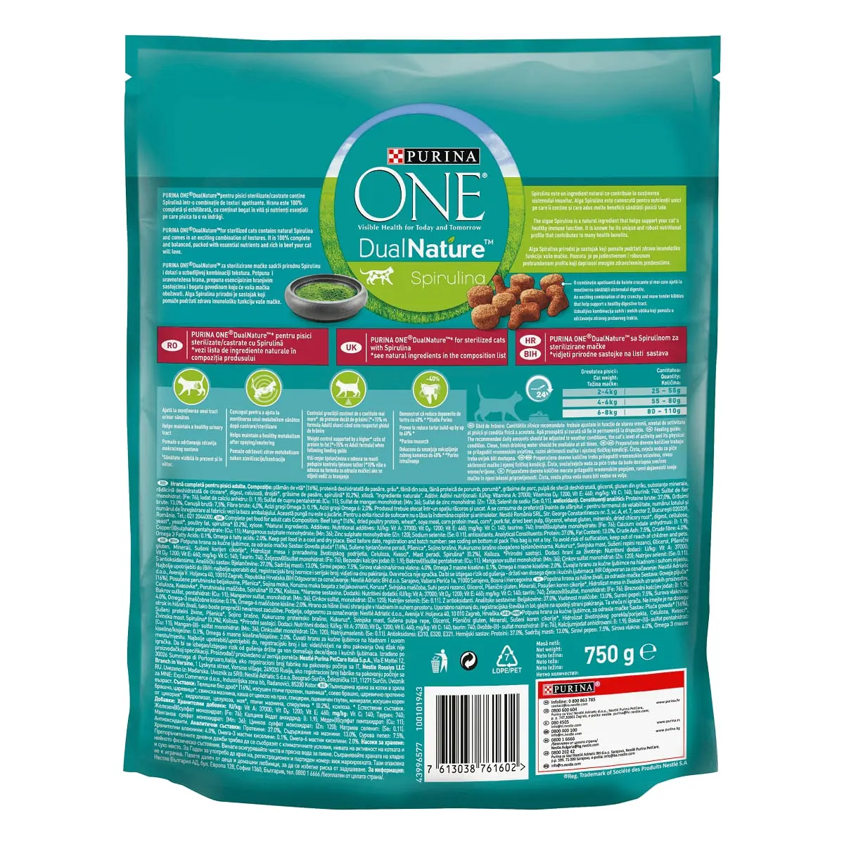 PURINA One DualNature, Vita, hrana uscata pisici sterilizate, 750g - Image 2