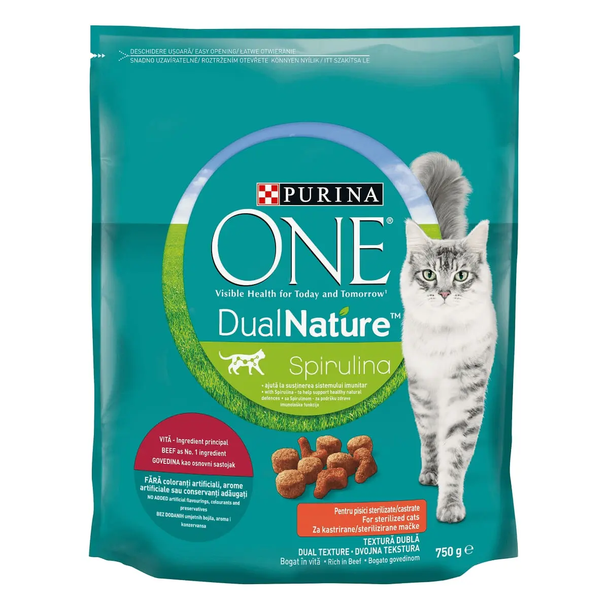 PURINA One DualNature, Vita, hrana uscata pisici sterilizate, 750g