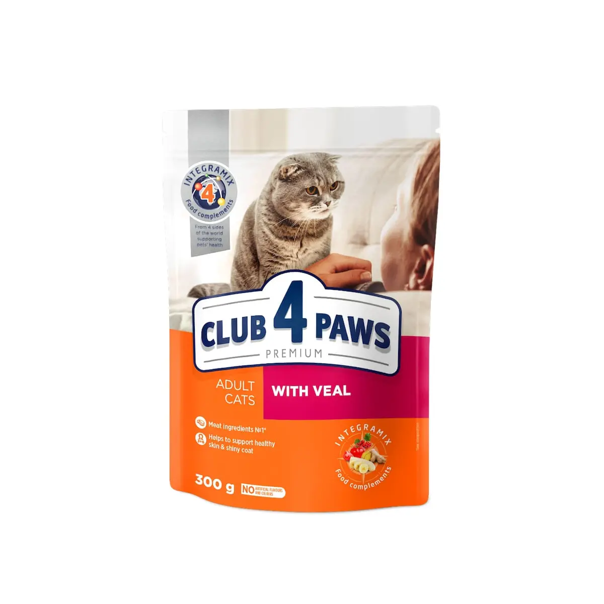 CLUB 4 PAWS Premium, Vita, hrana uscata pisici, 300g