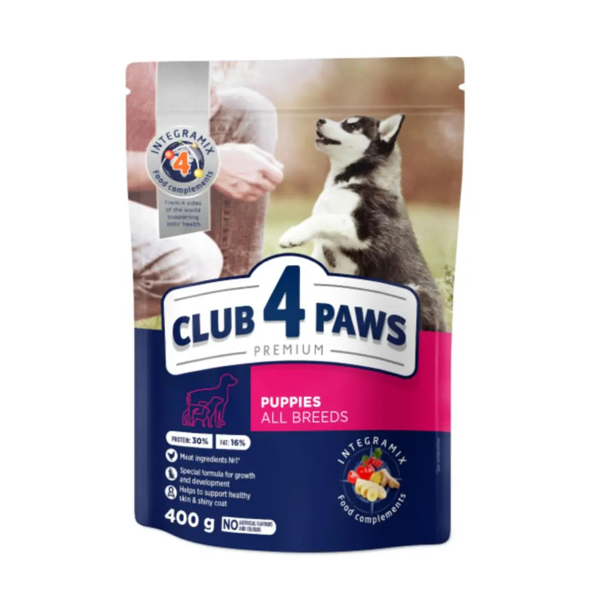 CLUB 4 PAWS Premium Puppy, Pui, hrana uscata caini junior CLUB 4 PAWS Premium Puppies All Breeds, XS-XL, Pui, hrana uscata caini junior, 400g