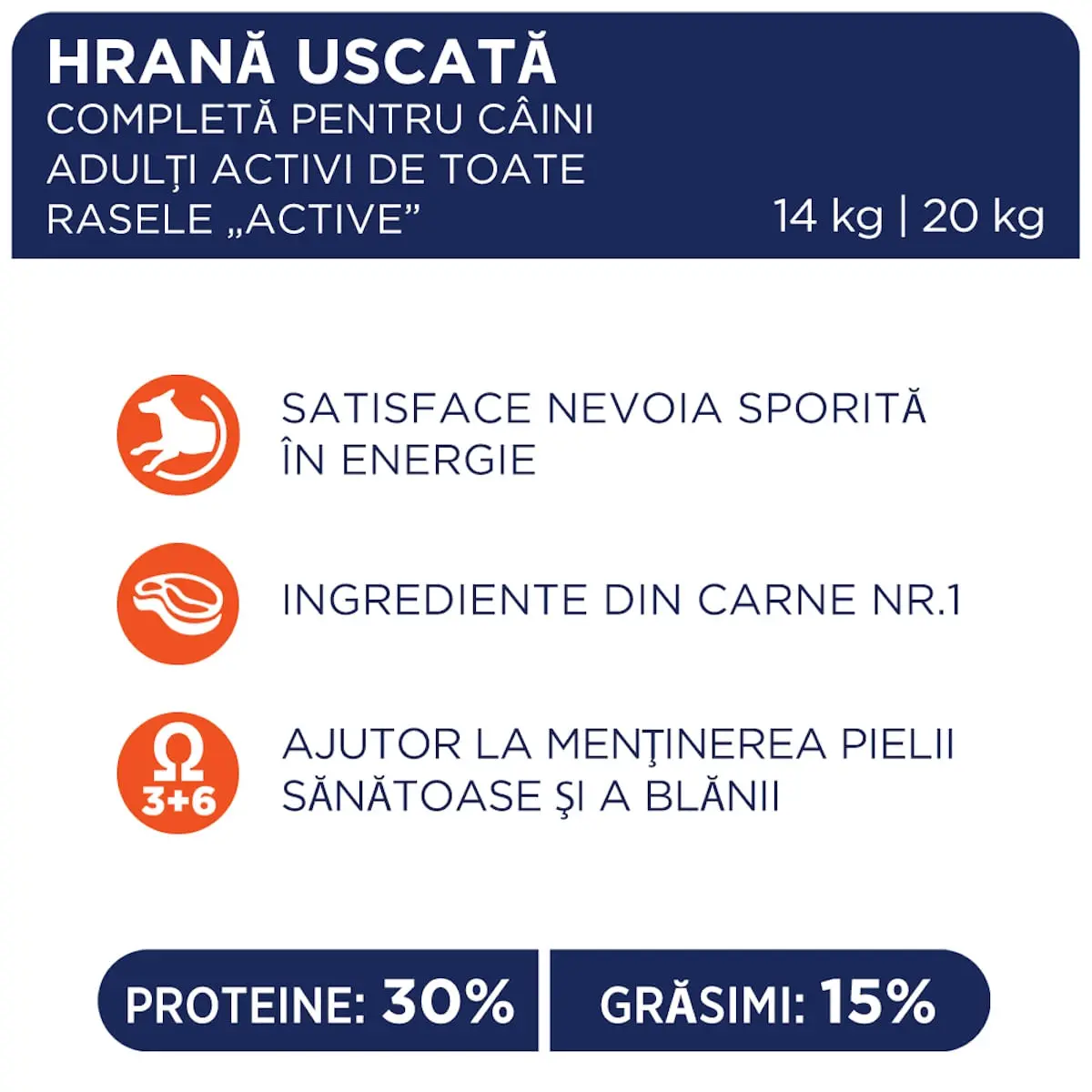 CLUB 4 PAWS Premium Active, Pui, hrana uscata caini, activitate intensa CLUB 4 PAWS Premium Active, XS-XL, Pui, hrana uscata caini, activitate intensa, 14kg - Image 3