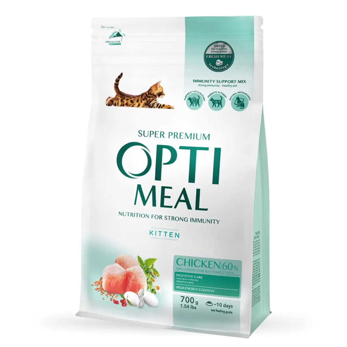 OPTIMEAL Kitten, Pui, hrana uscata pisici junior, 700g