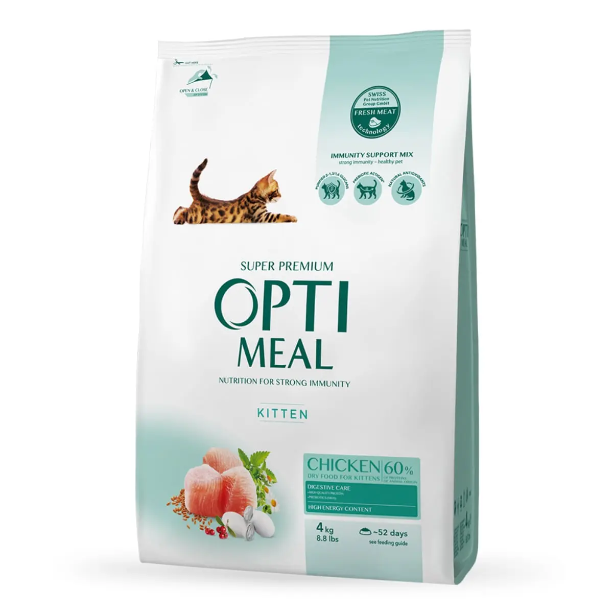OPTIMEAL Kitten, Pui, hrana uscata pisici junior, 4kg