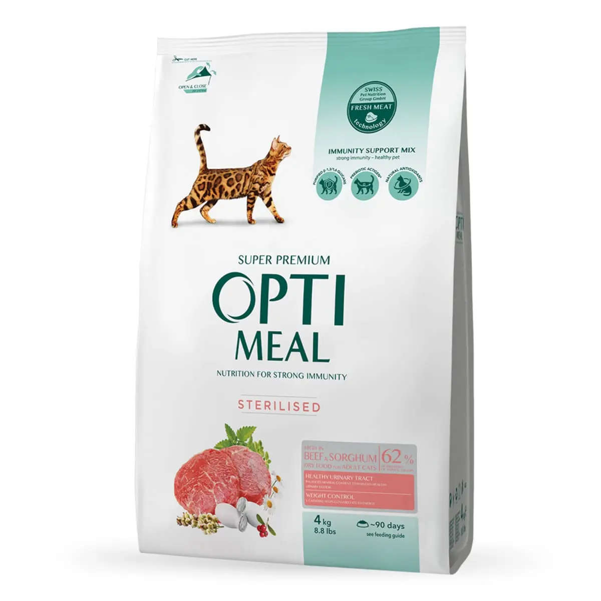 OPTIMEAL Sterilised, Vita cu Sorg, hrana uscata pisici sterilizate OPTIMEAL Sterilised, Vita, hrana uscata pisici sterilizate, 4kg - Image 3