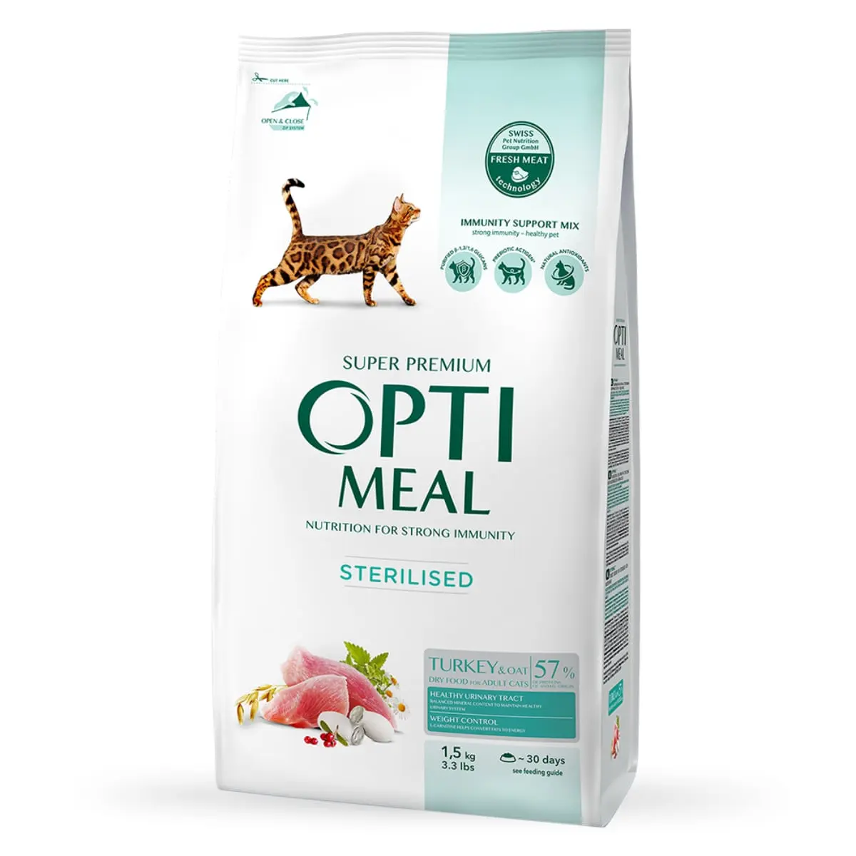 OPTIMEAL Sterilised, Curcan cu Ovaz, hrana uscata pisici sterilizate OPTIMEAL Sterilised, Curcan, hrana uscata pisici sterilizate, 1.5kg - Image 6