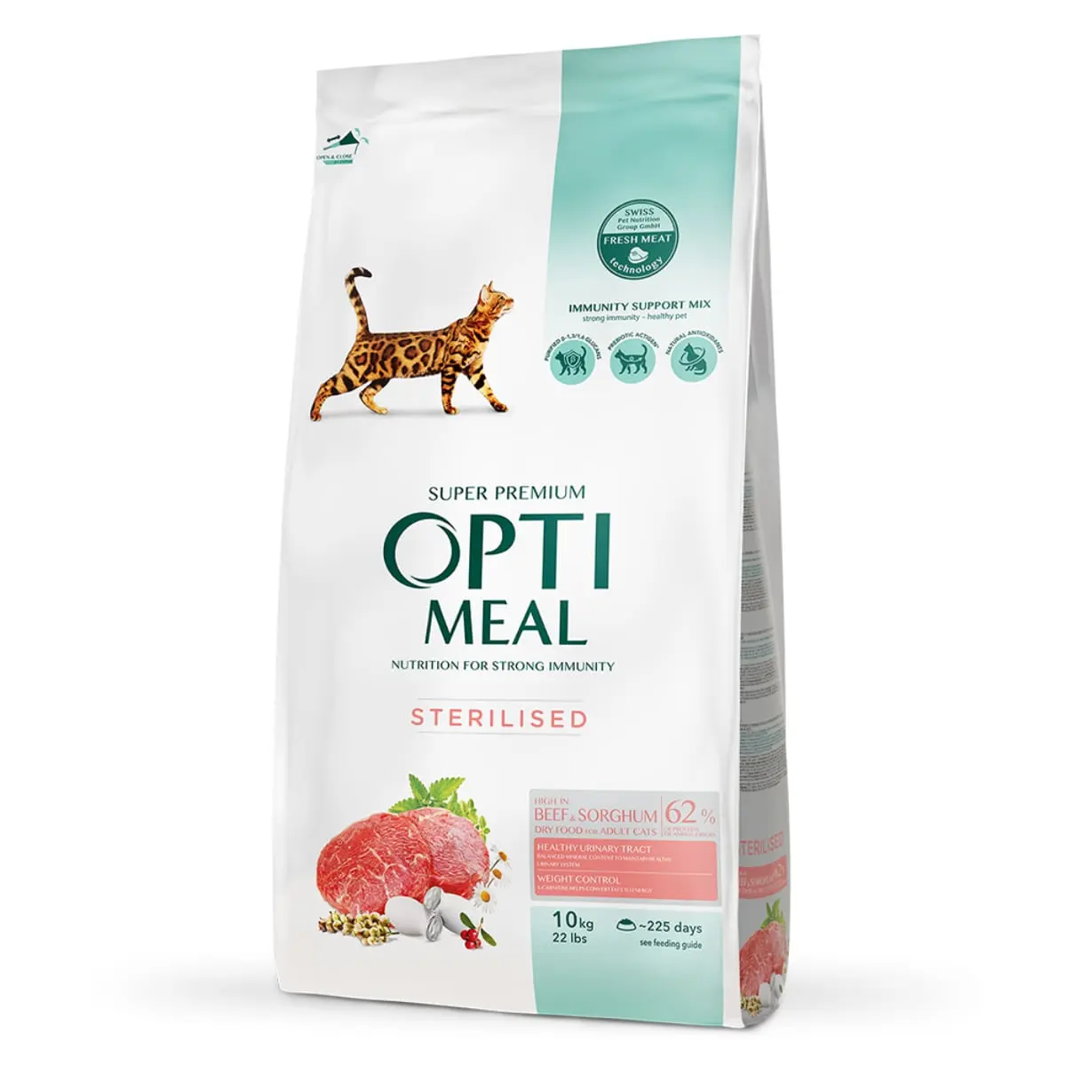 OPTIMEAL Sterilised, Vita cu Sorg, hrana uscata pisici sterilizate OPTIMEAL Sterilised, Vita, hrana uscata pisici sterilizate, 10kg