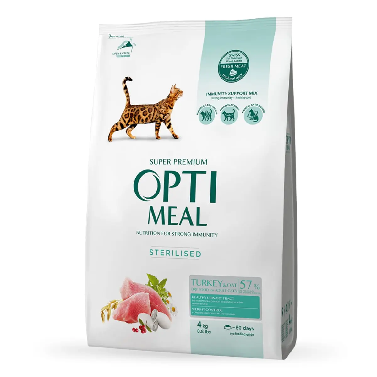 OPTIMEAL Sterilised, Curcan cu Ovaz, hrana uscata pisici sterilizate OPTIMEAL Sterilised, Curcan, hrana uscata pisici sterilizate, 4kg