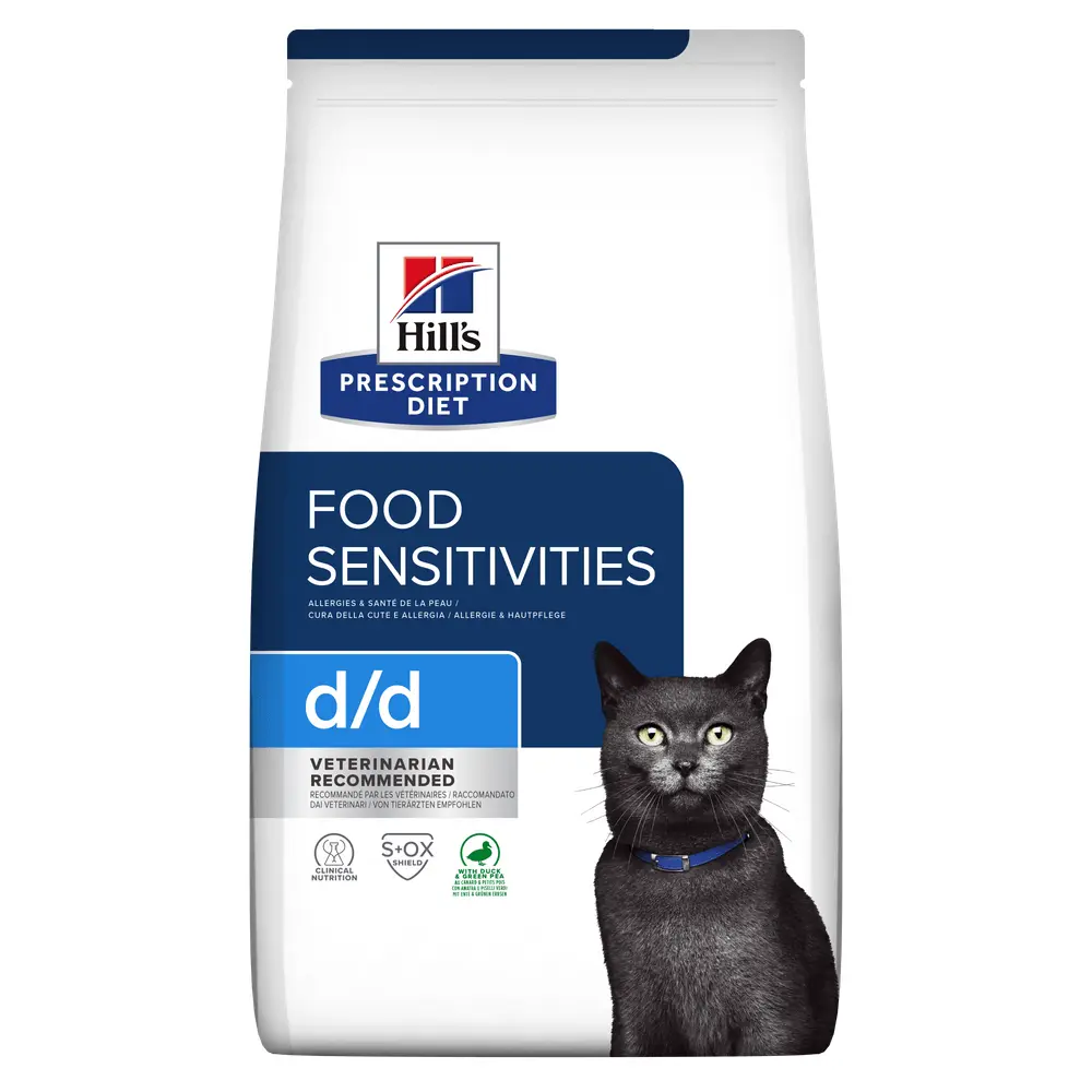 HILL'S Prescription Diet d/d, Rata cu Mazare, dieta veterinara pisici, hrana uscata, sensibilitati digestive HILL'S Prescription Diet d/d, Rata cu Mazare, dieta veterinara pisici, hrana uscata, afectiuni dermatologice si sistem digestiv, 1.5kg
