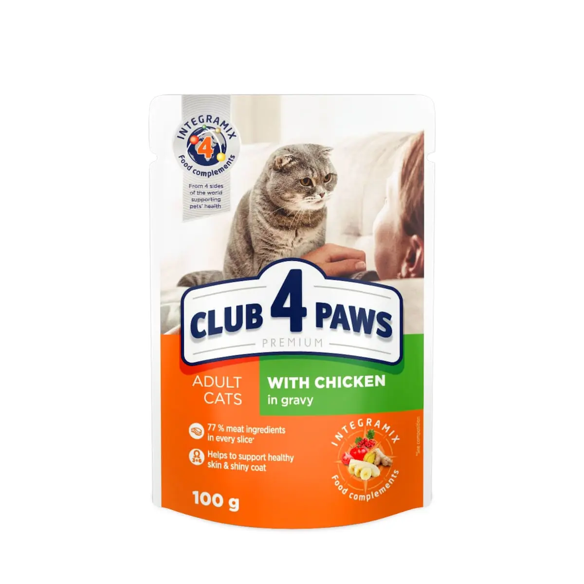 CLUB 4 PAWS Premium, Pui, hrana umeda pisici, (in sos) CLUB 4 PAWS Premium, Pasare, plic hrana umeda pisici, (in sos), 100g - Image 3