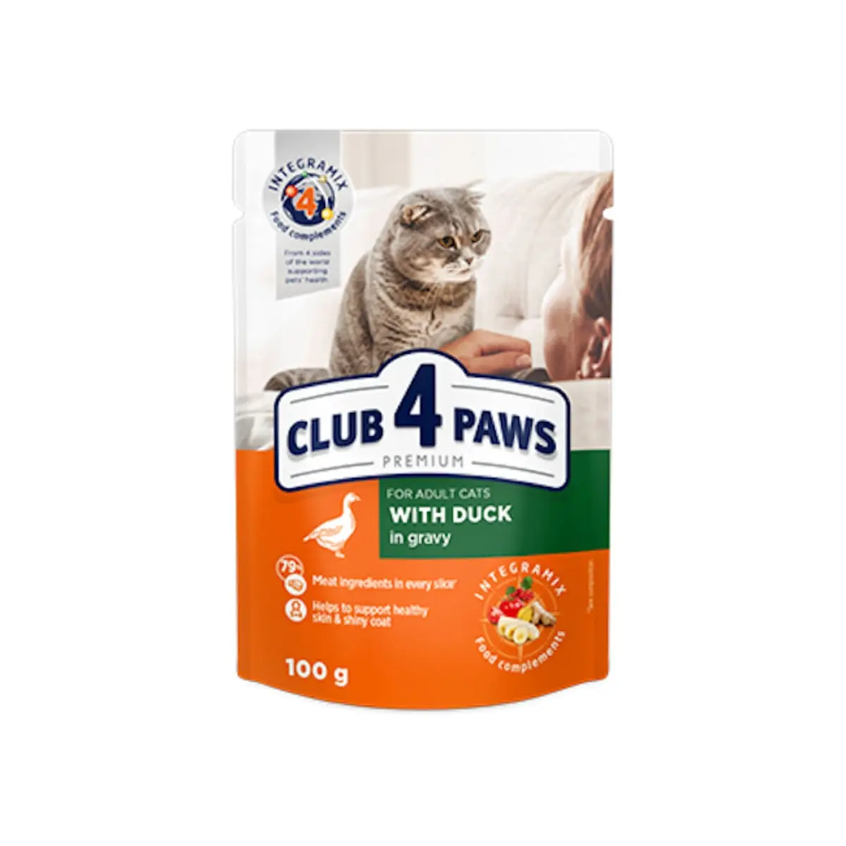 CLUB 4 PAWS Premium, Rata, hrana umeda pisici, (in sos) CLUB 4 PAWS Premium, Rata, plic hrana umeda pisici, (in sos), 100g - Image 2