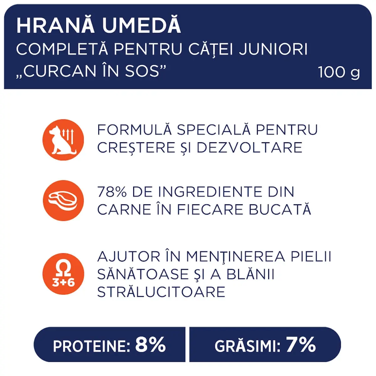CLUB 4 PAWS Premium Puppy, Curcan, hrana umeda caini junior, (in sos) CLUB 4 PAWS Premium Puppies, XS-XL, Curcan, plic hrana umeda caini junior, (in sos), 100g - Image 5