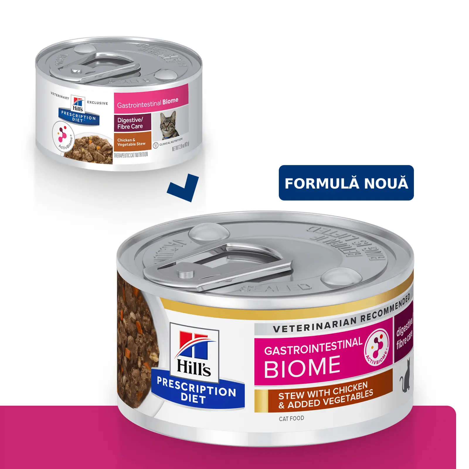 HILL'S Prescription Diet Gastrointestinal Biome, Pui cu Legume, dieta veterinara pisici, conserva hrana umeda, sistem digestiv, 82g - Image 6