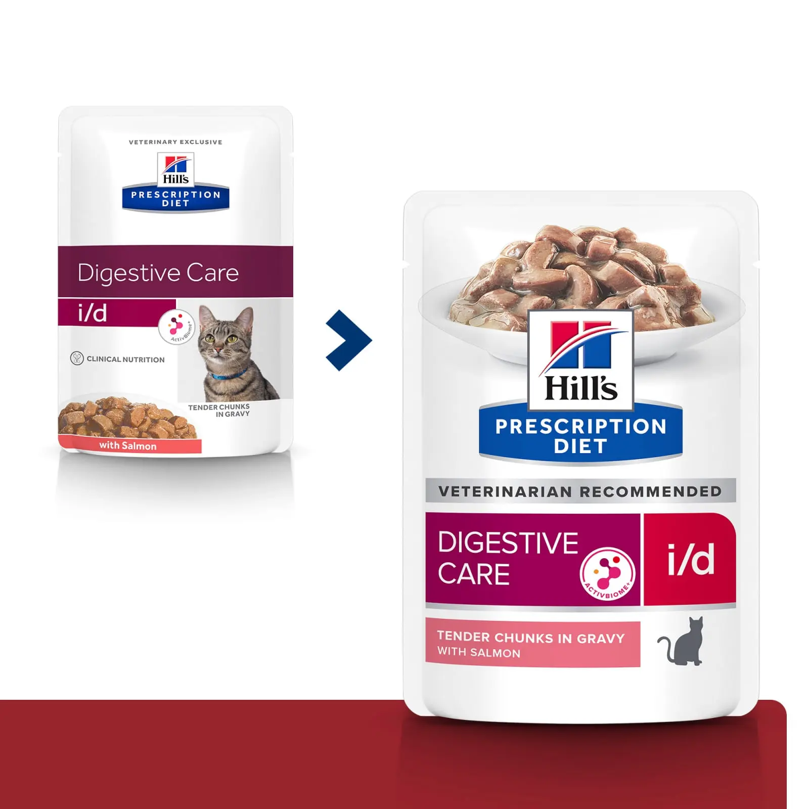 HILL'S Prescription Diet i/d Sensitive Digestive Care, Somon, dieta veterinara pisici, plic hrana umeda, sistem digestiv, 85g x 12buc