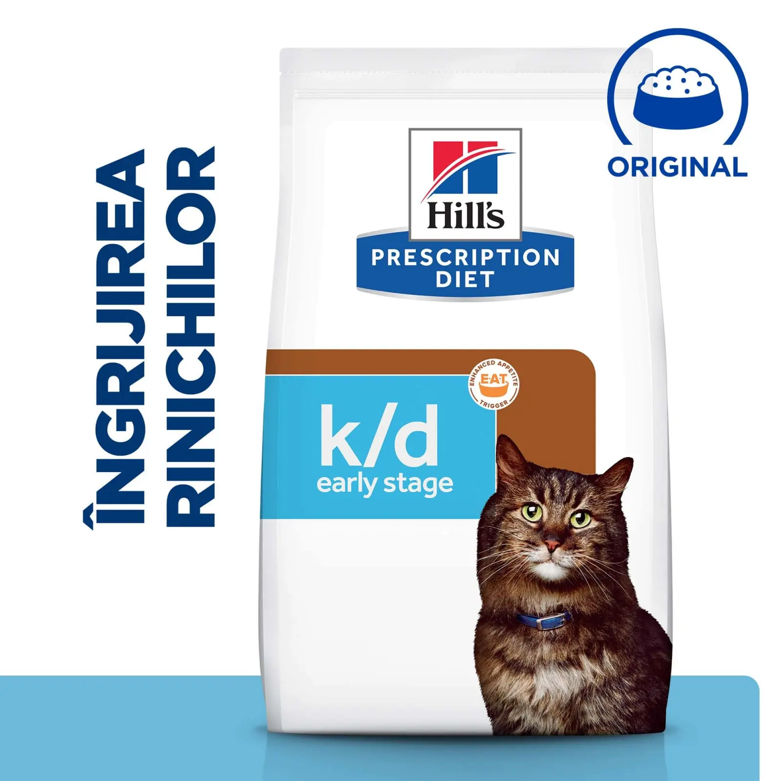 HILL'S Prescription Diet k/d Kidney Care Early Stage, dieta veterinara pisici, hrana uscata, afectiuni renale HILL'S Prescription Diet k/d Kidney Care Early Stage, dieta veterinara pisici, hrana uscata, sistem renal, 3kg