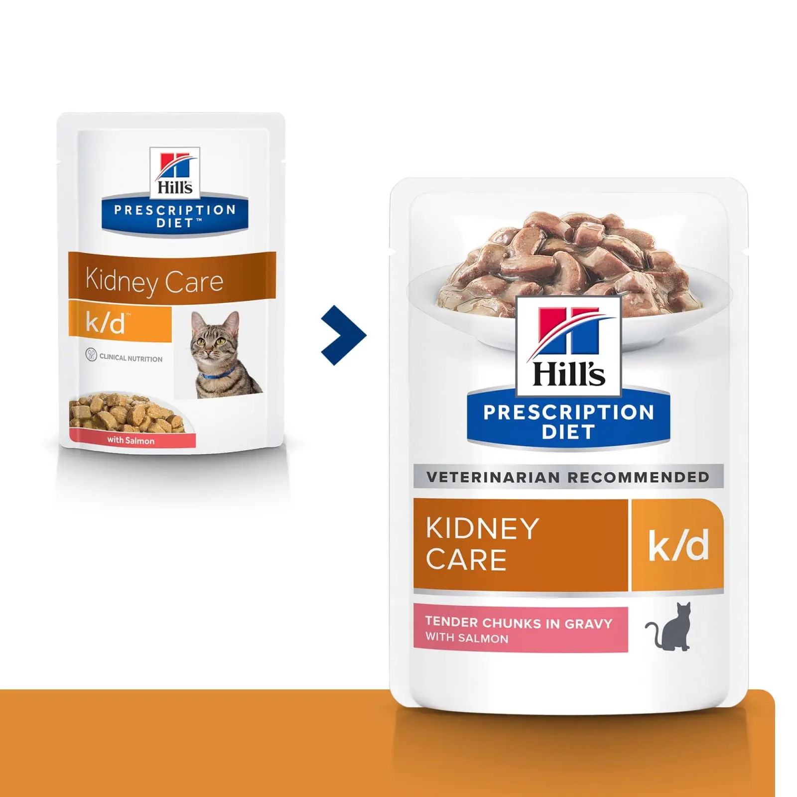 HILL'S Prescription Diet k/d Kidney Care, Somon, dieta veterinara pisici, plic hrana umeda, sistem renal, 85g x 12buc