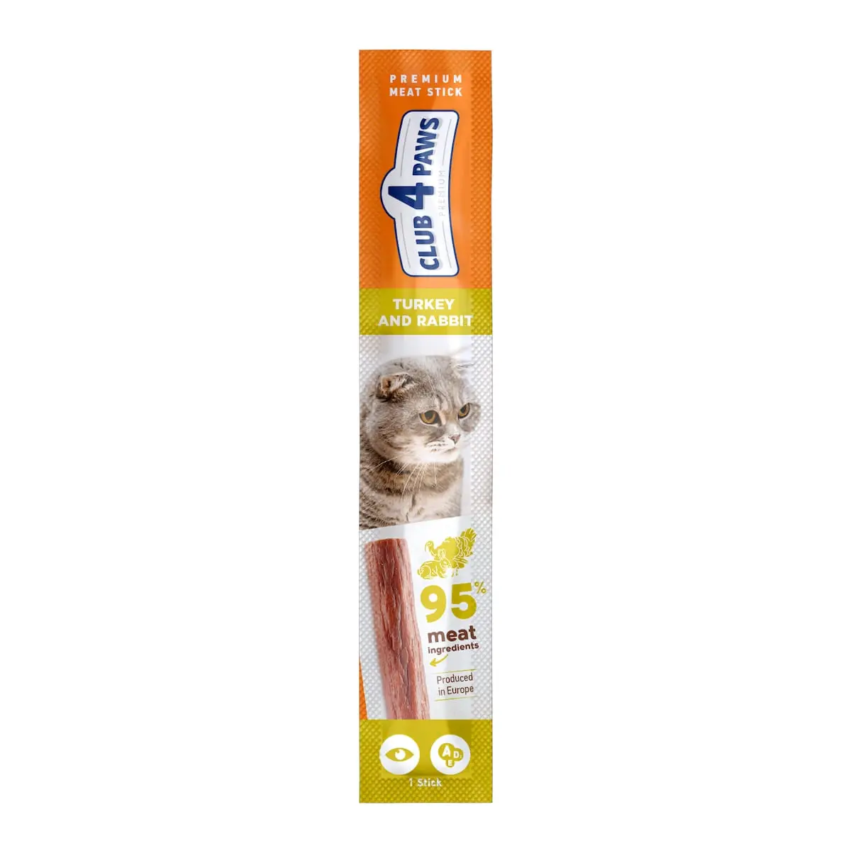 CLUB 4 PAWS Premium Stick, recompense pisici, Baton, Curcan si Iepure, 5g
