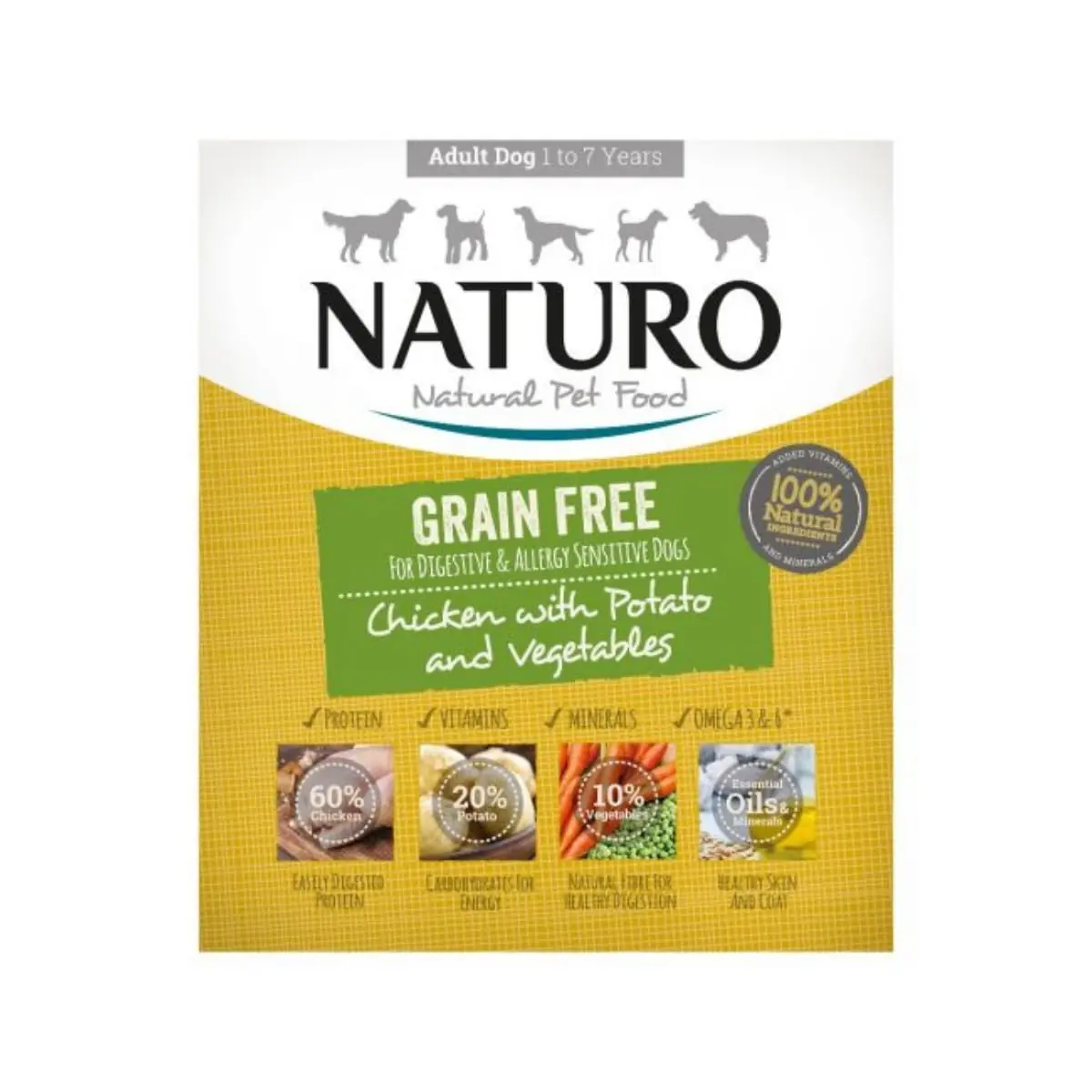 NATURO Grain Free, XS-L, Pui si Legume, tavita hrana umeda fara cereale caini, (in aspic), 400g - Image 2