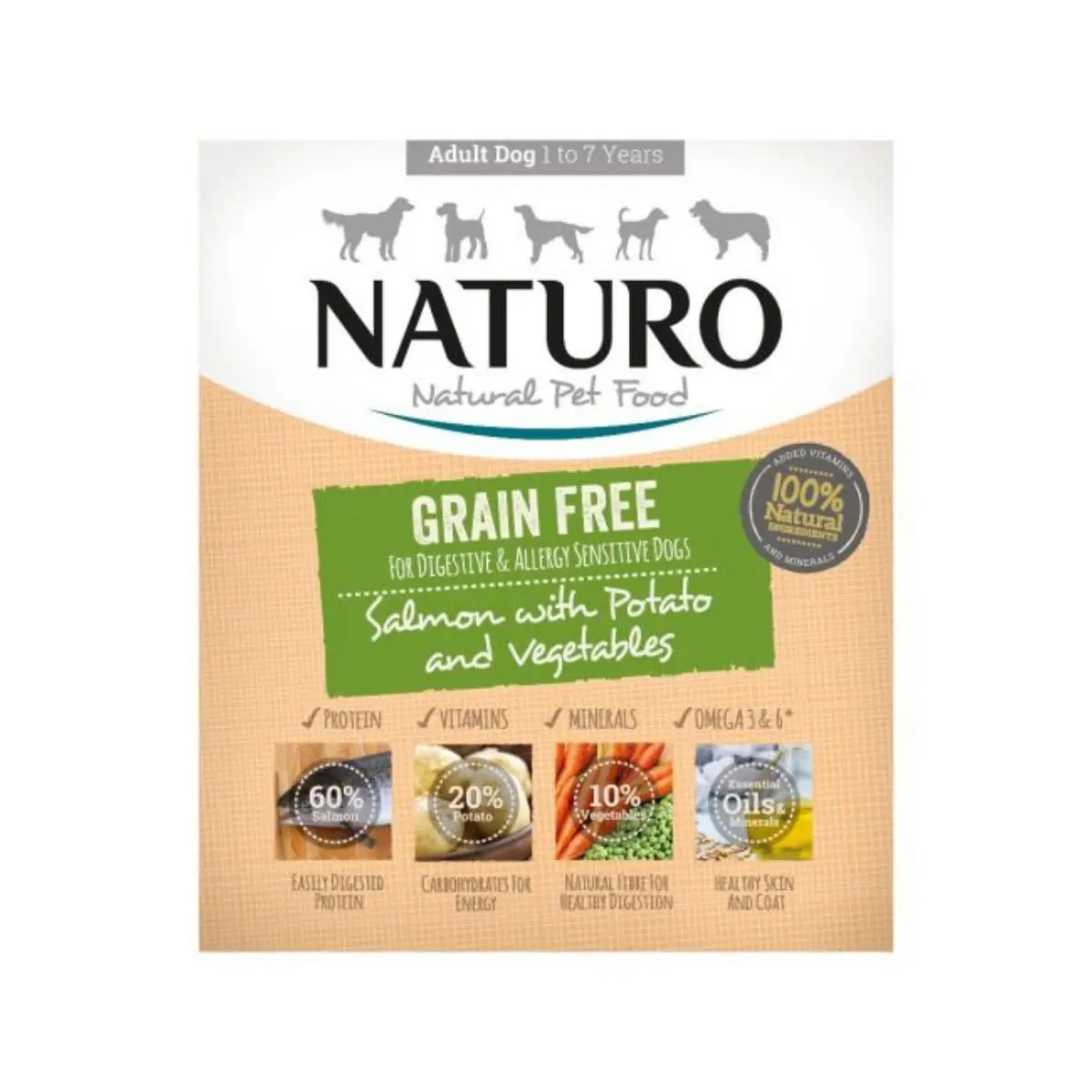 NATURO Grain Free, XS-L, Somon si Legume, tavita hrana umeda monoproteica fara cereale caini, (in aspic), 400g - Image 2