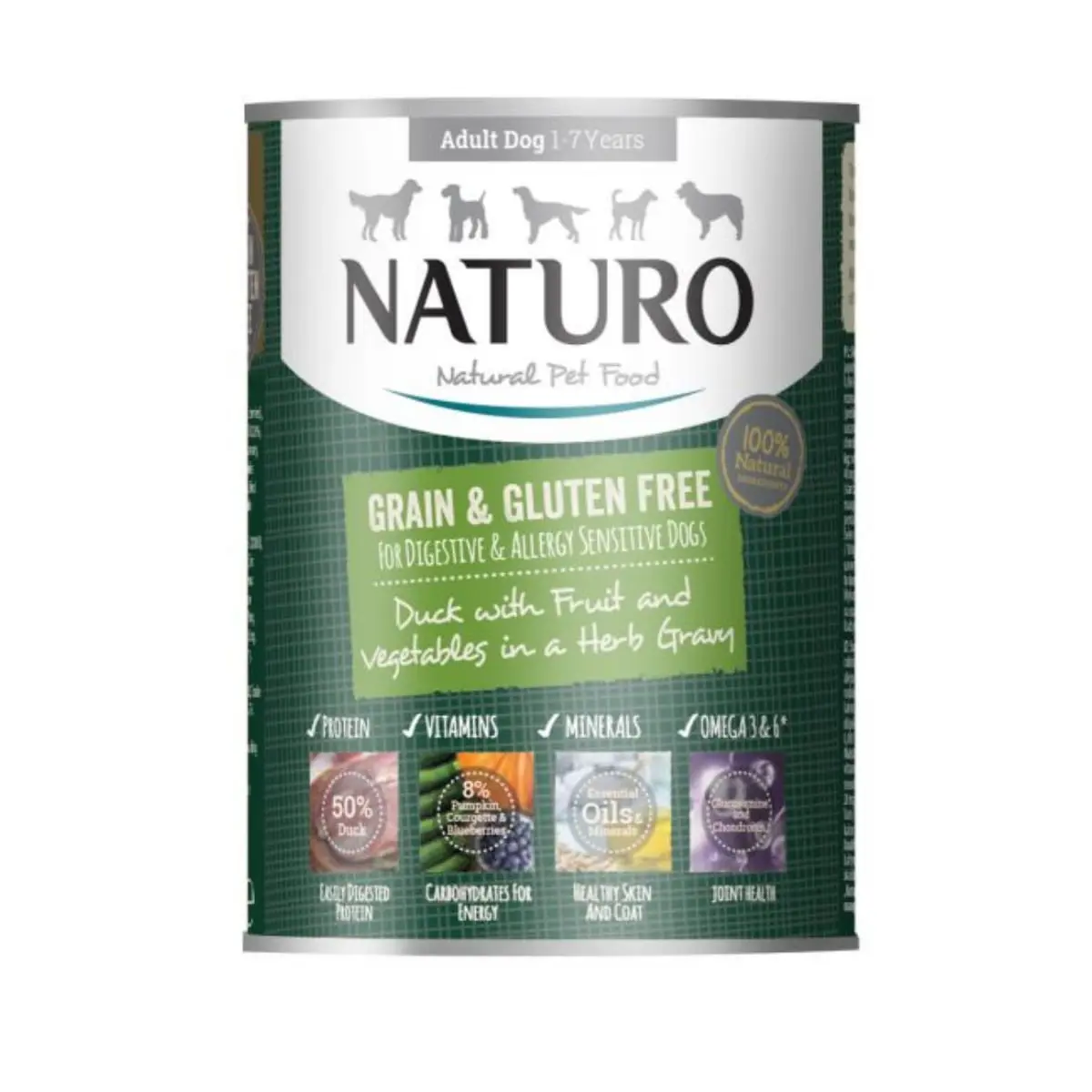 NATURO Grain Free, XS-L, Rata si Legume, conserva hrana umeda fara cereale caini, (in sos), 390g