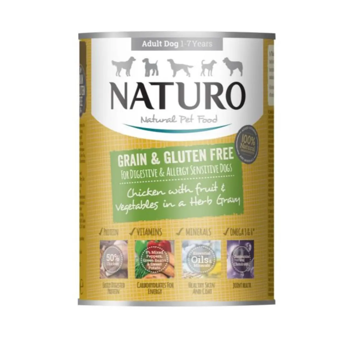 NATURO Grain Free, XS-L, Pui si Legume, conserva hrana umeda fara cereale caini, (in sos), 390g - Image 2