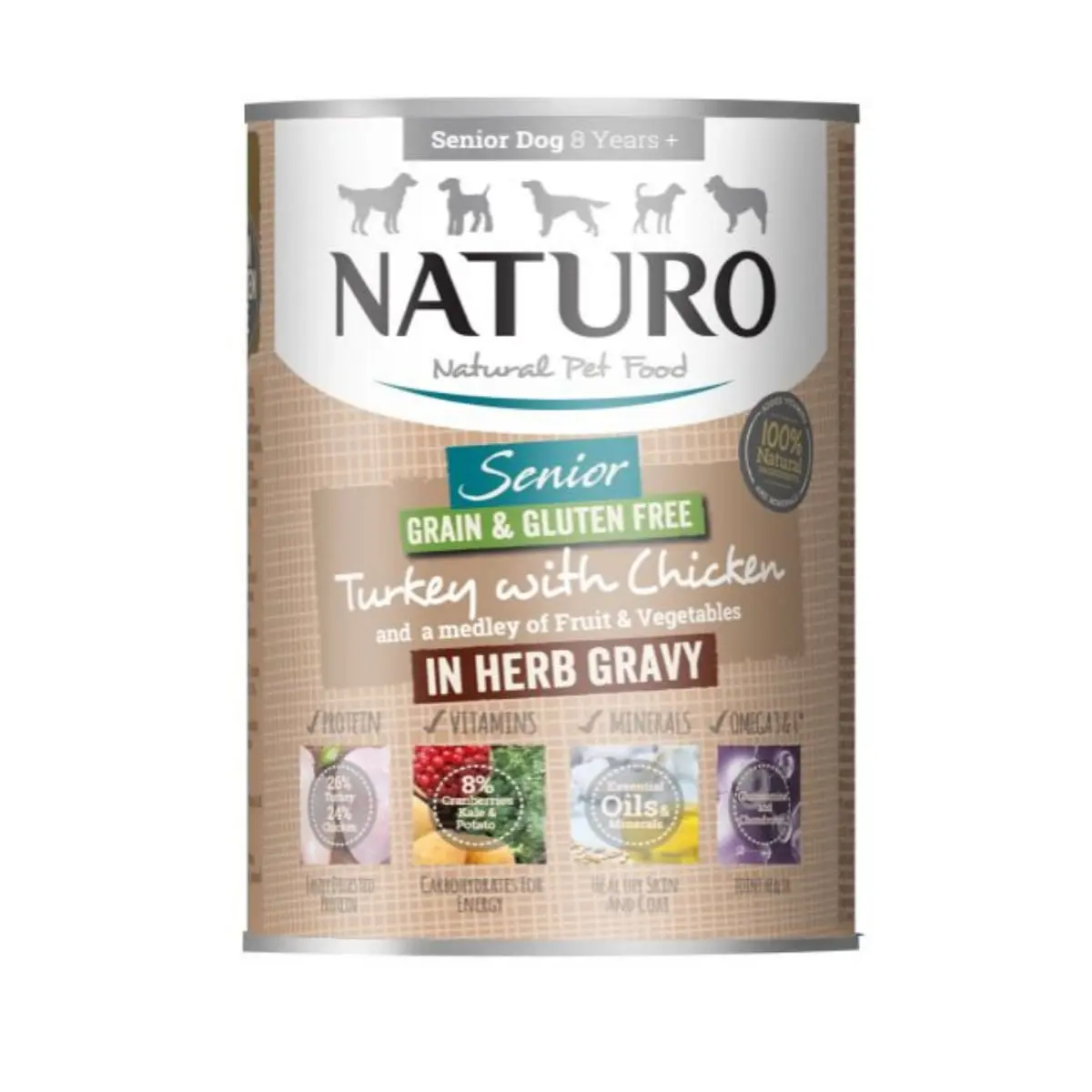 NATURO Grain Free, XS-L, Curcan si Pui, conserva hrana umeda fara cereale caini, (in sos), 390g - Image 2