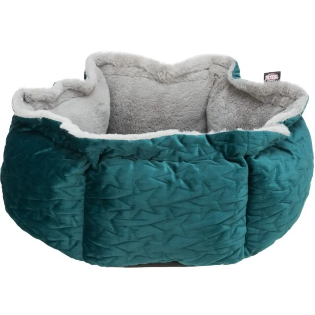 TRIXIE Christmas Estelle, pat rotund caini si pisici, XS, poliester, verde si gri, ⌀50 cm