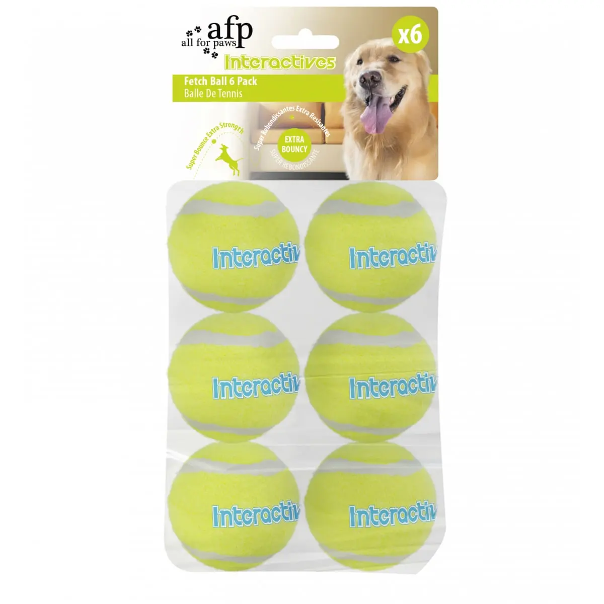 ALL FOR PAWS Rezerva 6 Mingi Tenis pentru Lansatorul de Mingi & Recompense, jucarie minge caini, S-L, sintetic, activitati fizice, galben, ⌀6.6 cm