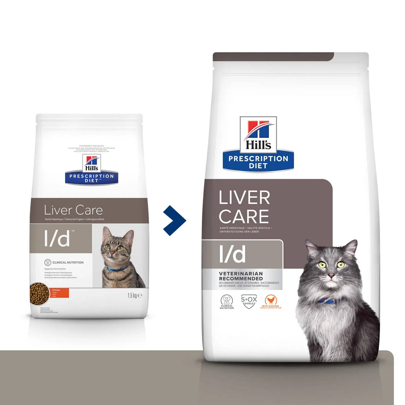 HILL'S Prescription Diet l/d Liver Care, Pui, dieta veterinara pisici, hrana uscata, sistem hepatic, 1.5kg