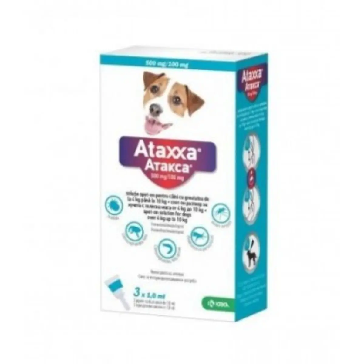 ATAXXA, deparazitare externa caini, pipeta repelenta ATAXXA 100, deparazitare externa caini, pipeta repelenta, S(4 - 10kg), 3buc