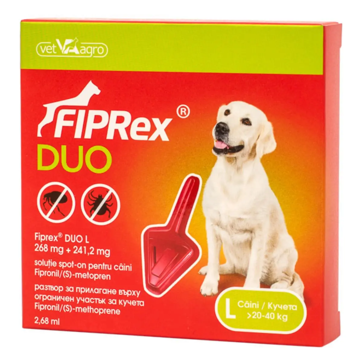 FIPREX Duo, deparazitare externa caini, pipeta repelenta, L(20 - 40kg), 1buc