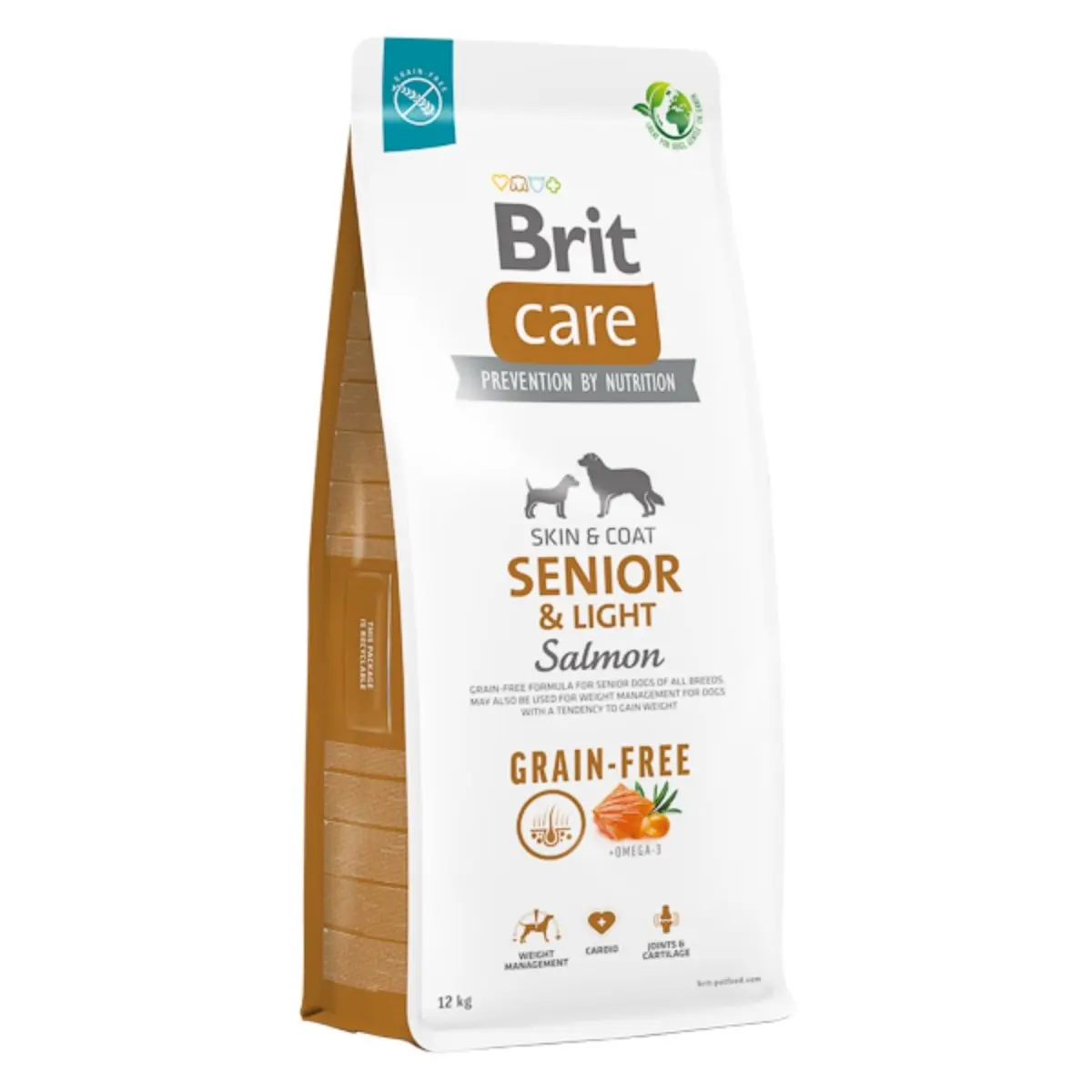BRIT Care Senior & Light, XS-XL, Somon, hrana uscata fara cereale caini senior, obezitate, 12kg