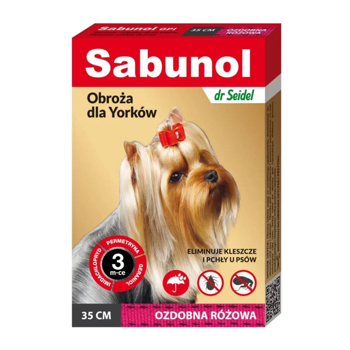 SABUNOL GPI, deparazitare externa caini, zgarda, XS-S(2 - 10kg), 35 cm, roz, 1buc