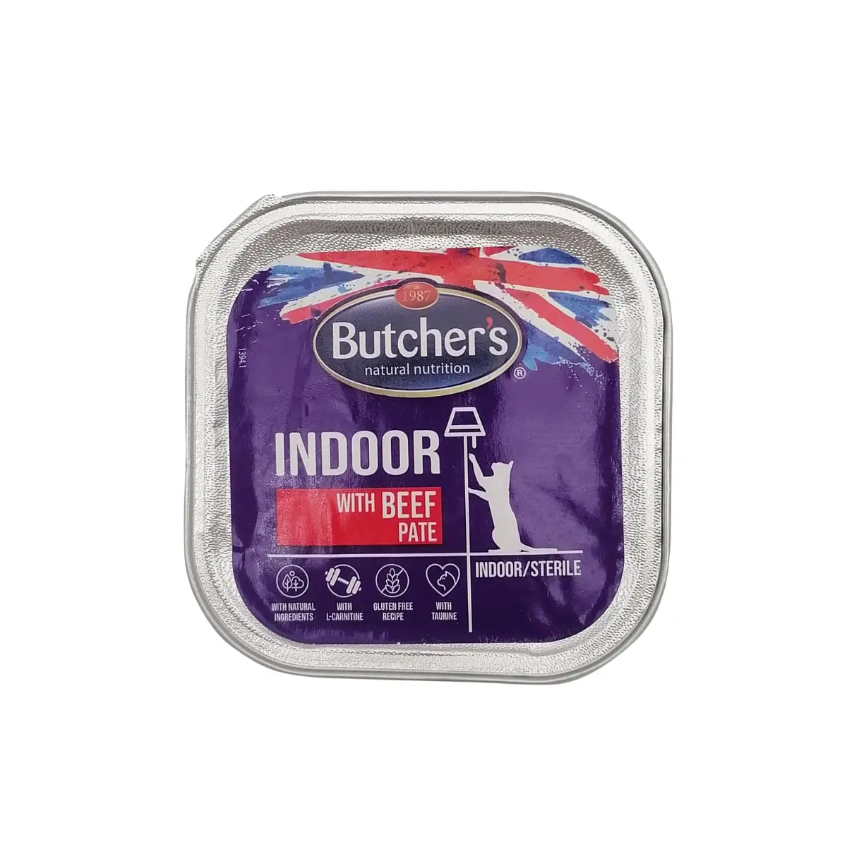 BUTCHER'S Functional Indoor, Vita, tavita hrana umeda fara cereale pisici sterilizate, (pate), 100g