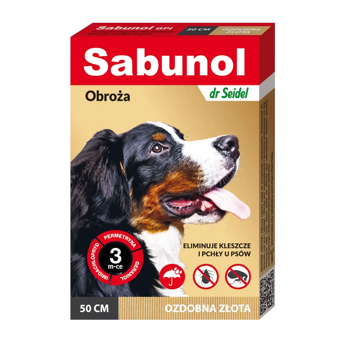 SABUNOL GPI, deparazitare externa caini, zgarda, M(10 - 25kg), 50 cm, auriu, 1buc