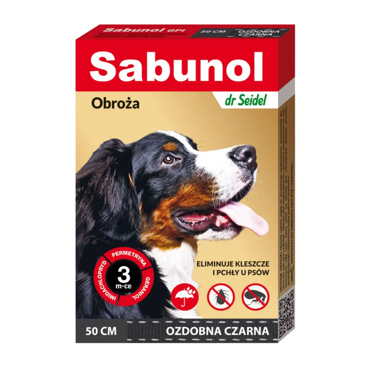 SABUNOL GPI, deparazitare externa caini, zgarda, M(10 - 25kg), 50 cm, negru, 1buc