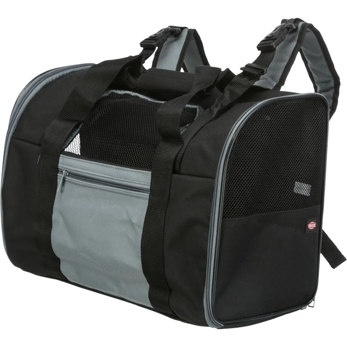TRIXIE Connor, rucsac transport caini si pisici, XS-S(max. 8kg), nylon, deschidere laterala, cu curea de umar, negru si gri, 42 x 30 x 21 cm - Image 2