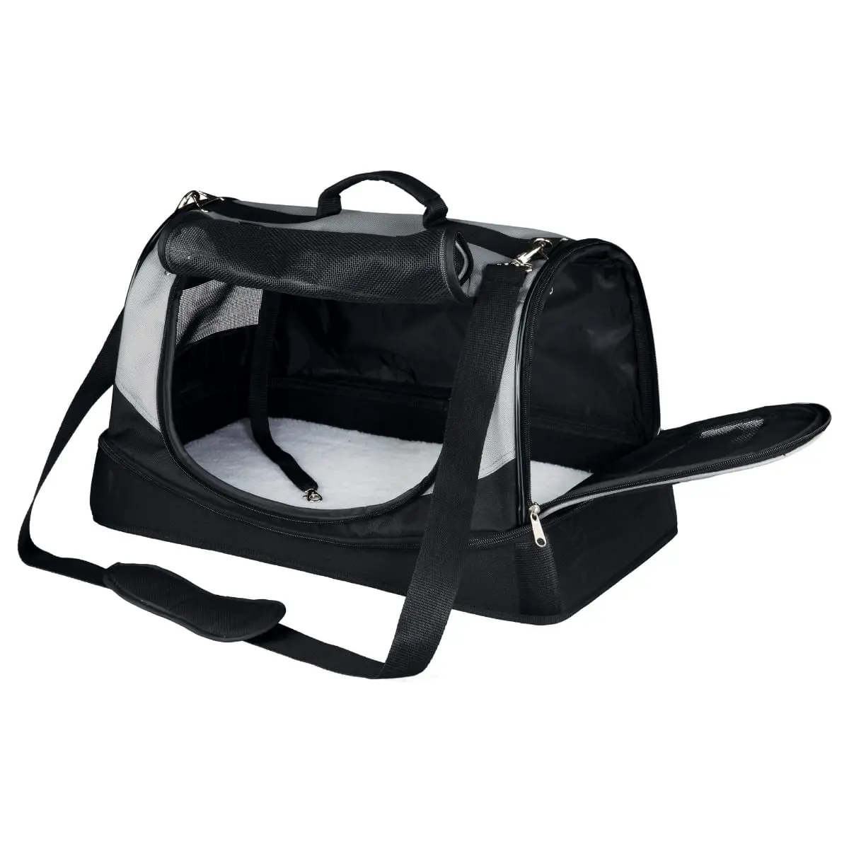 TRIXIE Holly, geanta transport caini si pisici, XS-M(max. 15kg), poliester, deschidere frontala&laterala, cu buzunare, negru si gri, 30 x 30 x 50 cm - Image 4