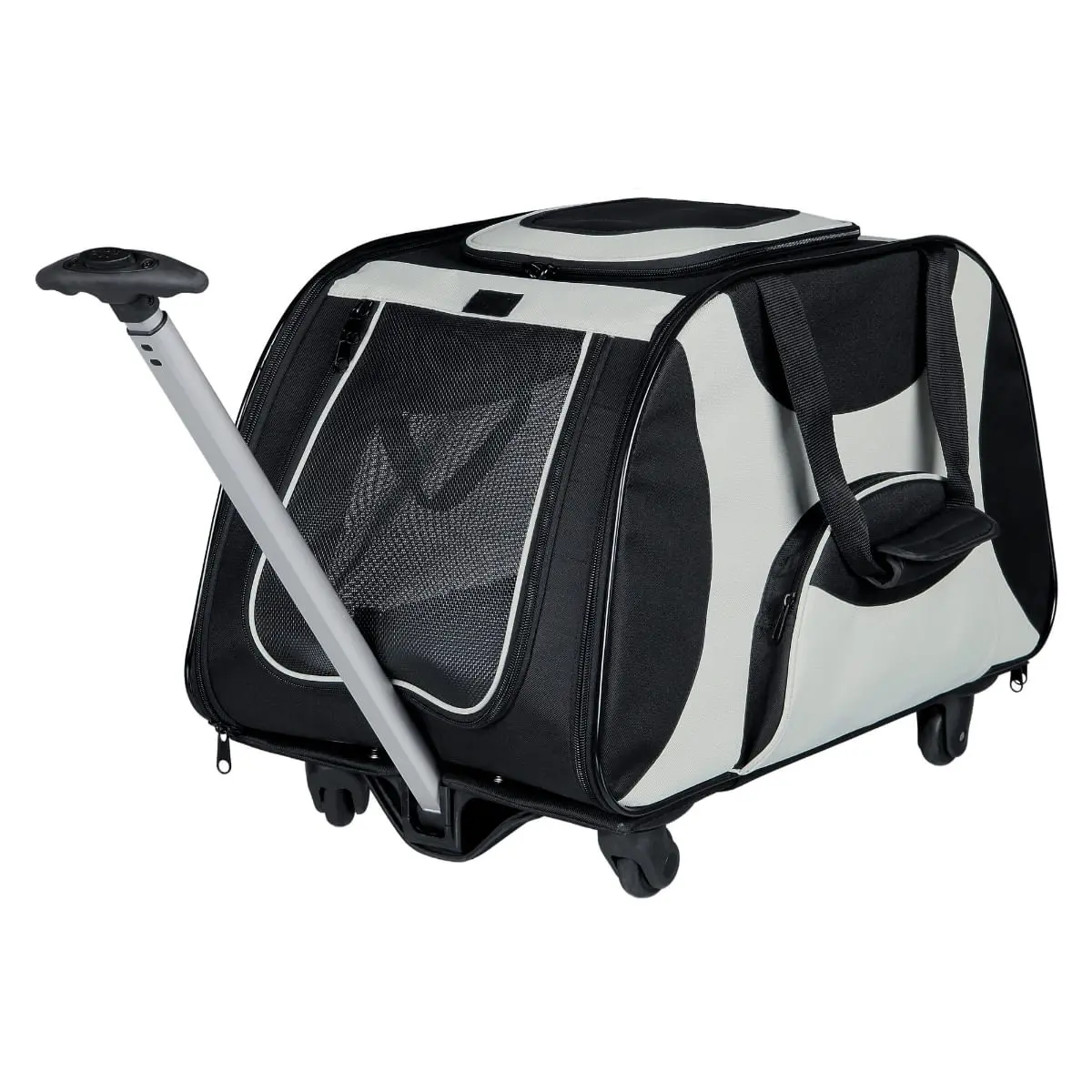 TRIXIE, geanta trolley transport caini si pisici, XS-M(max. 20kg), nylon, deschidere frontala&laterala, cu rotile, negru si gri, 34 x 43 x 67 cm - Image 2